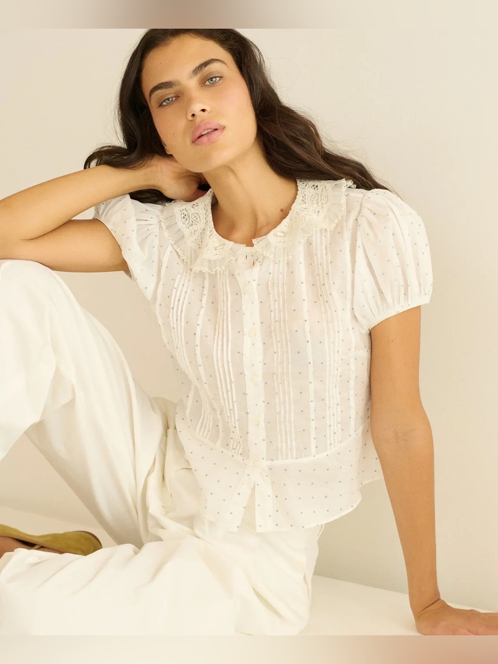 NEW DOEN Sea Salt Dot Oleta Top S